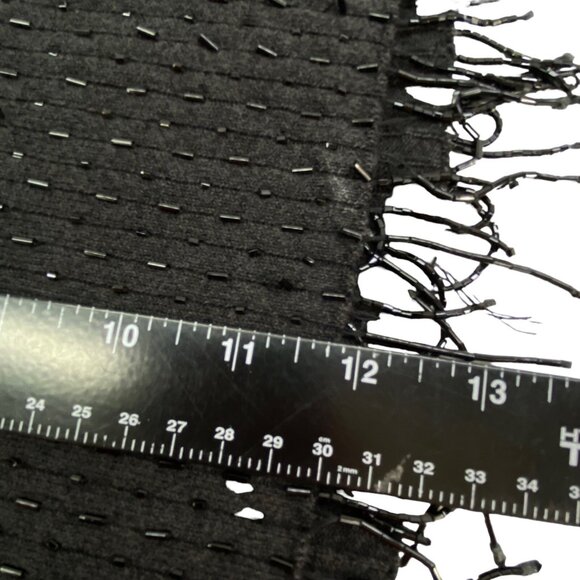 PETER NYGARD Women Fringe Cropped Sequence Blouse Pullover Sz M Black 77-10 - Picture 9 of 12